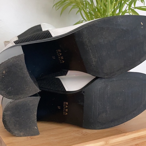 ZARA black and white leather ankle boots - Picture 4 of 4